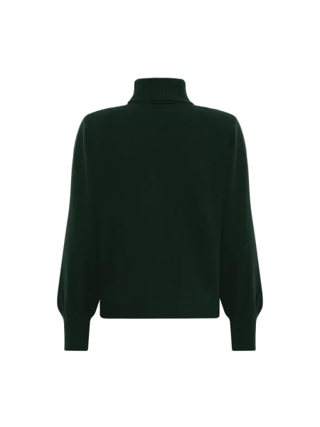 Lniany sweter z golfem My Essential Wardrobe zielony