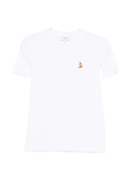 Tricou Maison Kitsune cu broderie alb
