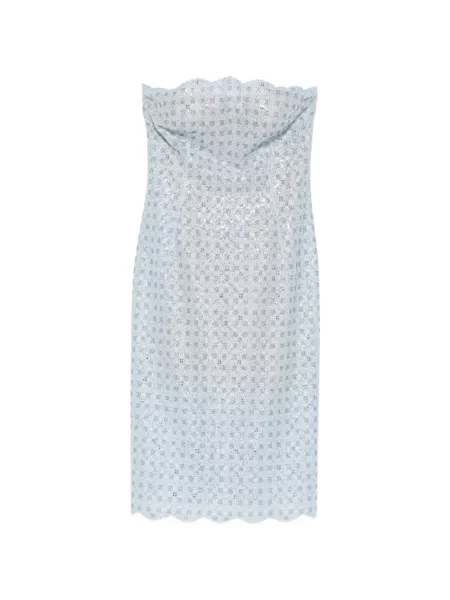 Sukienka midi Ermanno Scervino w kwiatki do kolan bez ramiączek niebieska