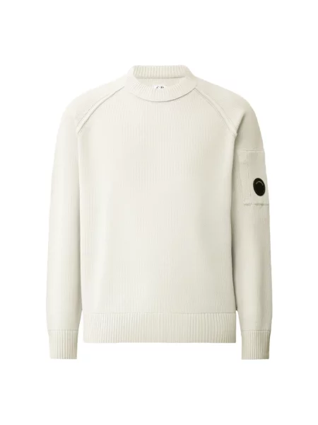Sweter C.p. Company z okrągłym dekoltem biały