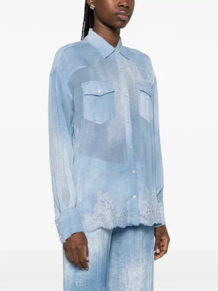 Koszula Ermanno Firenze koronkowa niebieska