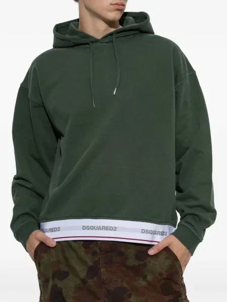 Hanorac cu glugă Dsquared2 cu autograf cu cordon verde