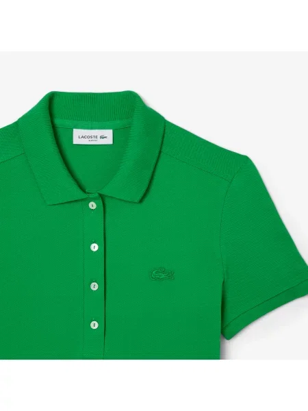 Lacoste Sukienka Polo Slim Fit Stretch Mini Piqué zielona