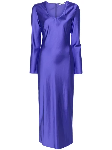 Rochie midi Samsøe Samsøe din satin până la genunchi de costum violet