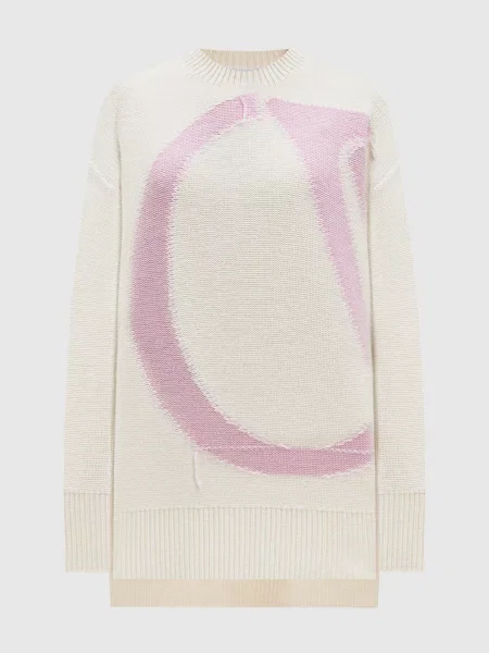 Светр з вовни з логотипом OW Off-white бежевий