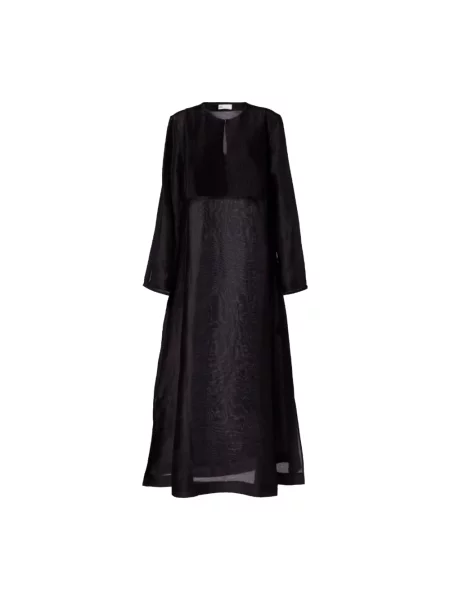 Lniana sukienka Tory Burch czarna