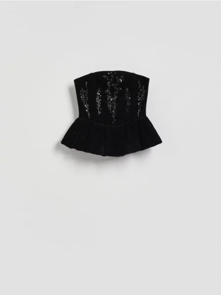 Reserved Топ із паєтками чорний