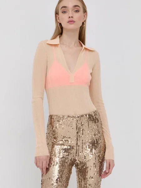 Tricou cu mânecă lungă Patrizia Pepe portocaliu