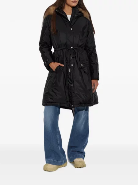 Geacă parka Moncler cu glugă negru