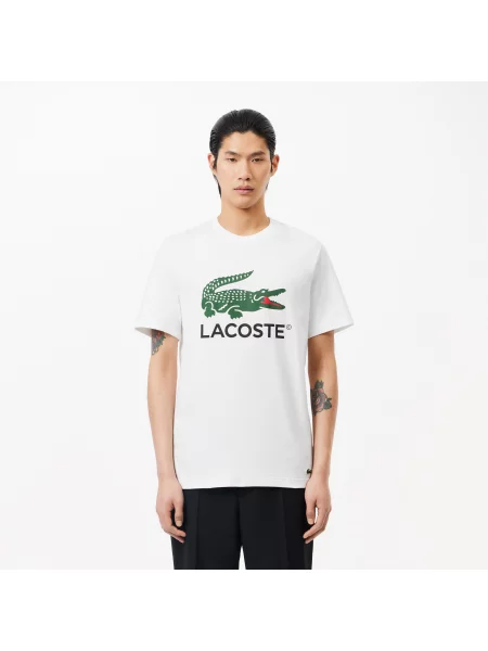 Lacoste Koszulka O Regularnym Kroju Z Dekoltem W Serek biały