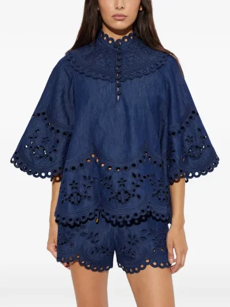 Top Zimmermann cu broderie albastru