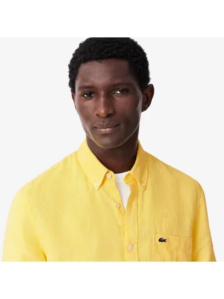 Lacoste Lniana Koszula Lacoste żółta