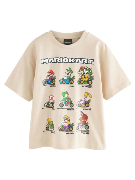 Next Tricou gri taupe / verde / negru alb