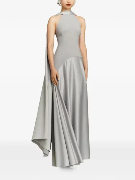 Rochie maxi Solace London cu gât halter gri