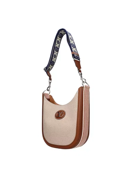Lniana torebka crossbody Valentino Garavani beżowa
