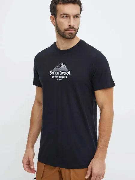 Спортна тениска Smartwool Anniversary с принт черно