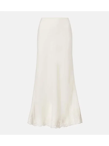 Fusta maxi Rixo din dantelă de cristal alb