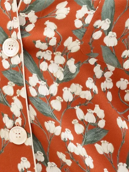 Selyem virágos ing Eres nyomtatás narancsszínű