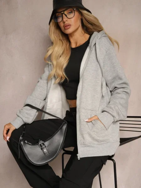 Hanorac clasic cu glugă și șnururi Ballata gri