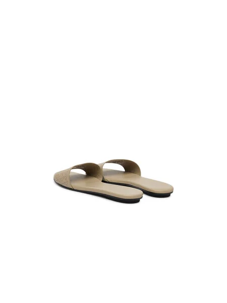 Šľapky Calvin Klein Org Flat Sndl One Bar Lth Aop béžová