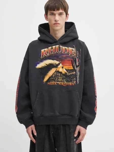 RHUDE hanorac de Mesa stallion cu glugă cu imprimeu negru