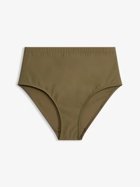 Lekko modelujące sylwetkę figi bikini z wysokim stanem zielone