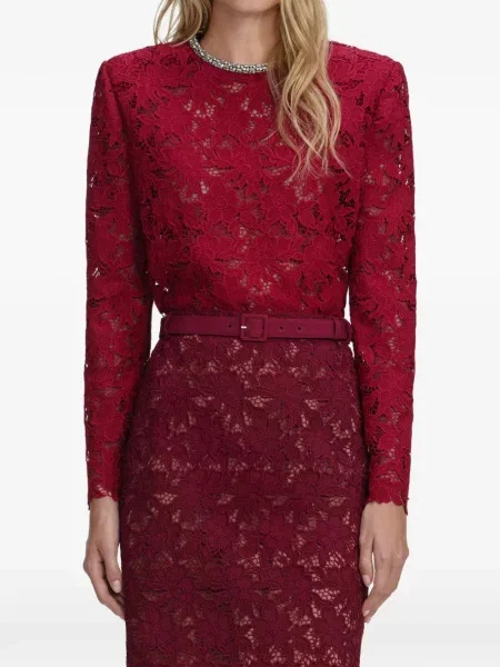 Rochie de dantelă Self-portrait cu model floral din dantelă roșu
