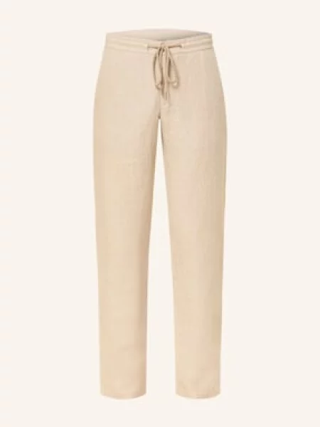 Alberto Lněné Kalhoty House Tapered Fit světle hnědá