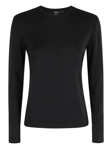 Top Seventy cu decolteu rotund lung negru