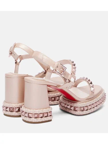 Sandale Christian Louboutin din piele cu platformă bej