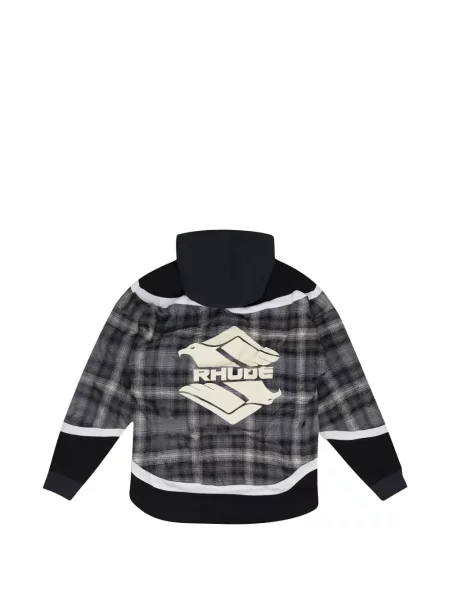 Bluza z kapturem Rhude w kratę czarna