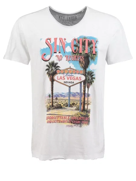 Key Largo Tricou KLSin City albastru deschis / verde închis / roz alb