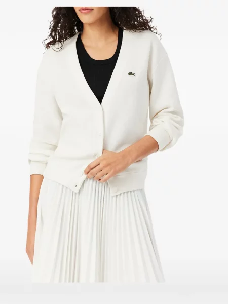 Cardigan Lacoste cu decolteu în V alb