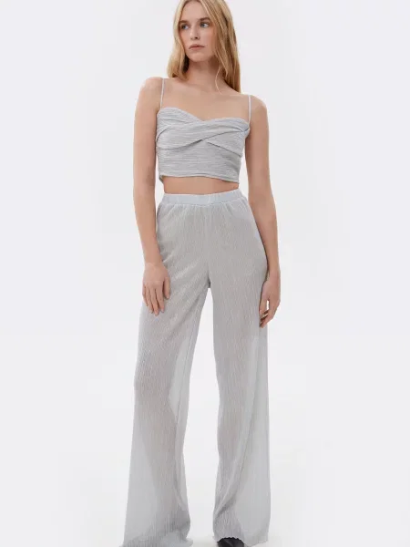 Шкіряні Штани повсякденні Estro срібний