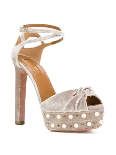 Sandale Aquazzura cu perle gri
