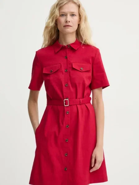 Theory rochie din in rosu mini evazati