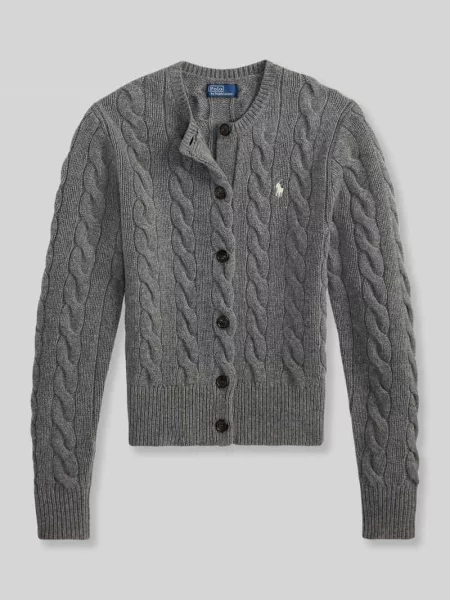 Kurtka z dzianiny z mieszanki lnu i kaszmiru ze ściegiem warkoczowym Polo Ralph Lauren