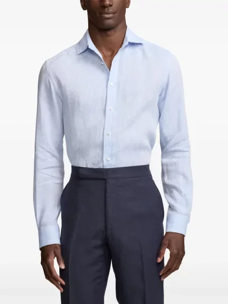 Ленена риза Ralph Lauren Purple Label синьо