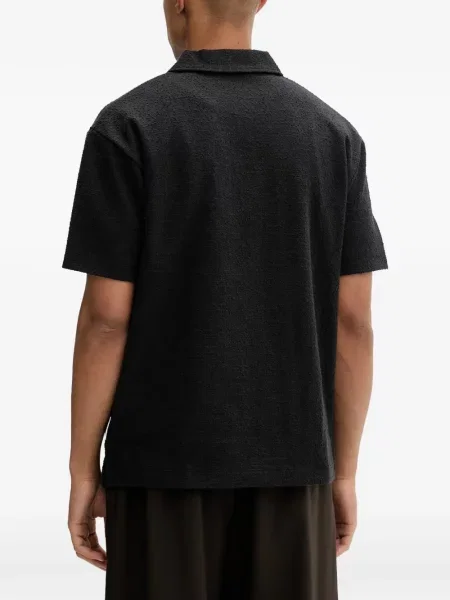 Gulerat bouclé tricou polo Marc O'polo negru