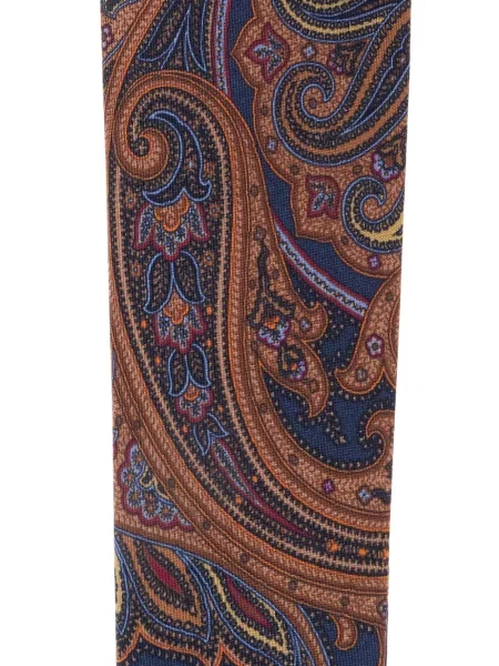Cravată Etro de mătase cu imagine cu model paisley albastru