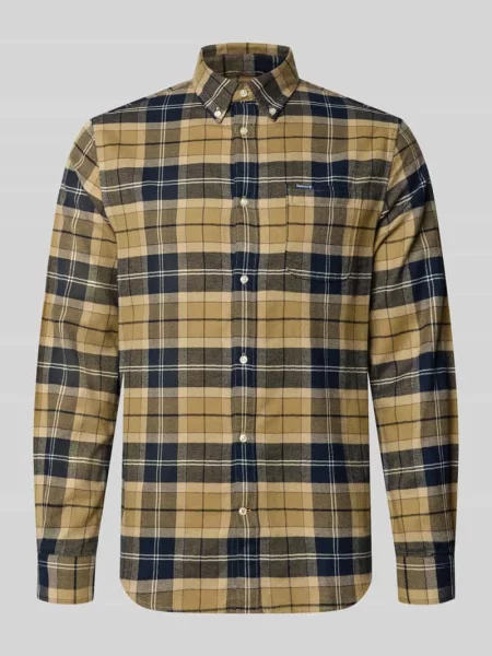 Koszula casualowa o kroju tailored z brustaszą Barbour beżowa