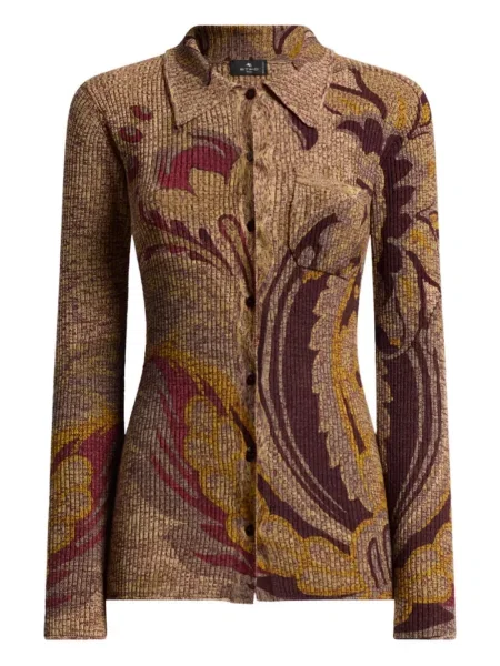 Cardigan Etro cu model floral cu imagine maro
