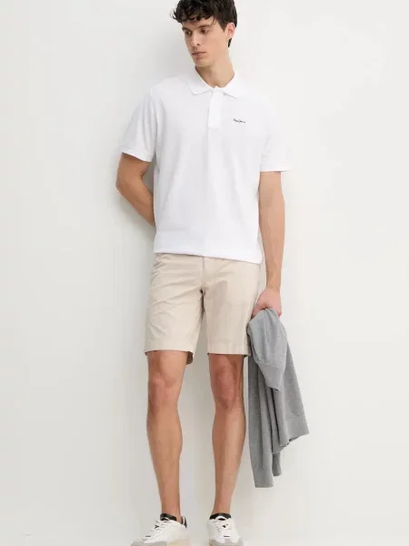Polo majica Pepe Jeans z avtogramom bela