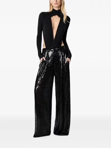 Pantaloni Amazuìn cu broderie negru