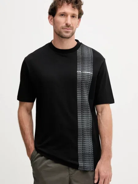 Karl Lagerfeld tricou din cu imprimeu negru