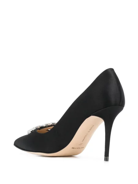 Pantofi cu toc Manolo Blahnik din satin negru