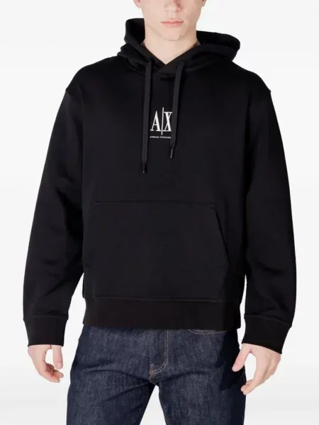 Hanorac cu glugă Armani Exchange cu imagine negru