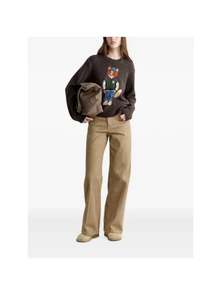 Sweter Maison Kitsune brązowy