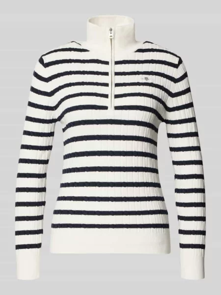 Sweter z dzianiny ze stójką i zamkiem błyskawicznym Gant