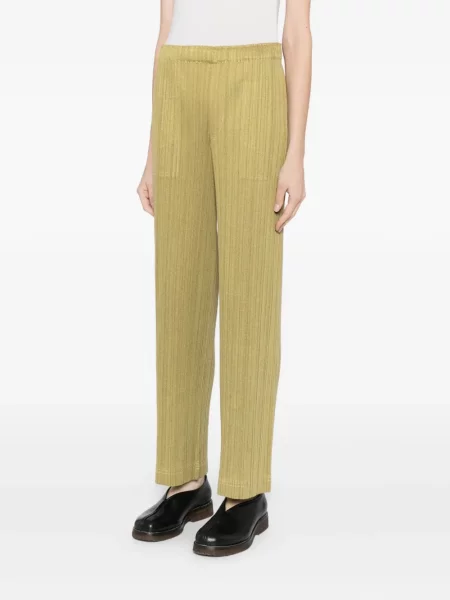 Pantaloni Pleats Please Issey Miyake plisate verde
